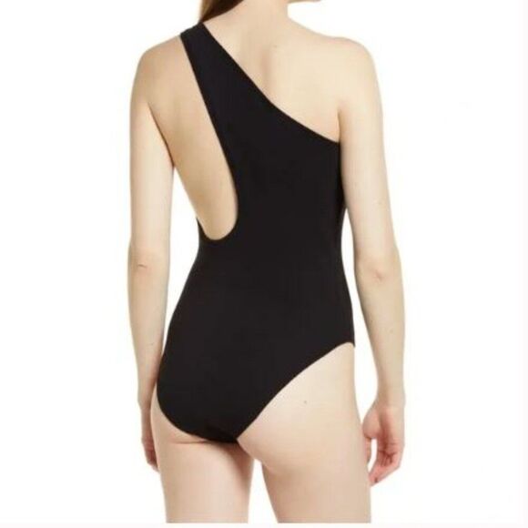 TOPSHOP Size Medium 8-10 Black One Shoulder Bodysuit Open Back Neutral Sexy - Picture 1 of 7